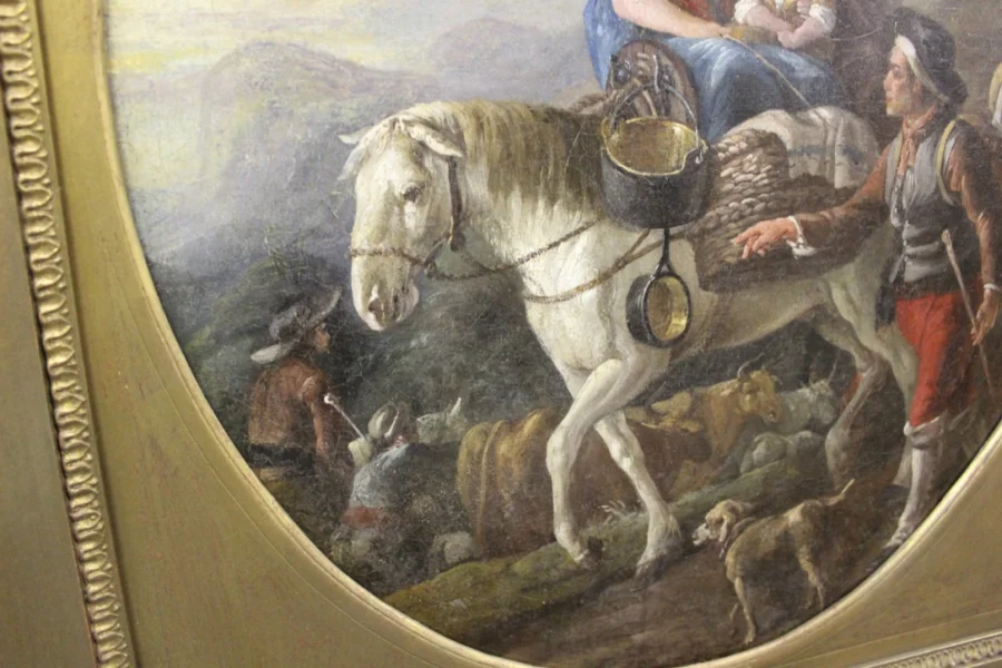 Huile Sur Toile Représentant Une Scène De La Campagne Fin XVIII