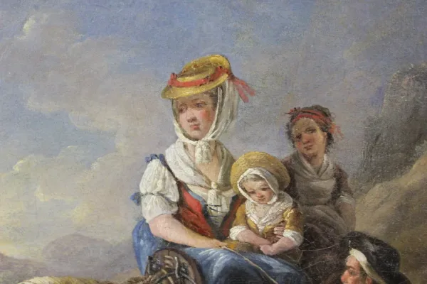 Huile Sur Toile Représentant Une Scène De La Campagne Fin XVIII