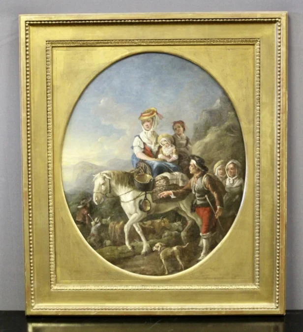 Huile Sur Toile Représentant Une Scène De La Campagne Fin XVIII