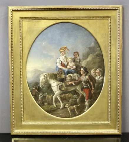 Huile Sur Toile Représentant Une Scène De La Campagne Fin XVIII