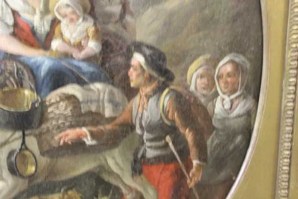 Huile Sur Toile Représentant Une Scène De La Campagne Fin XVIII