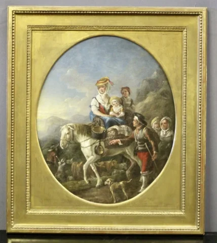 Huile Sur Toile Représentant Une Scène De La Campagne Fin XVIII
