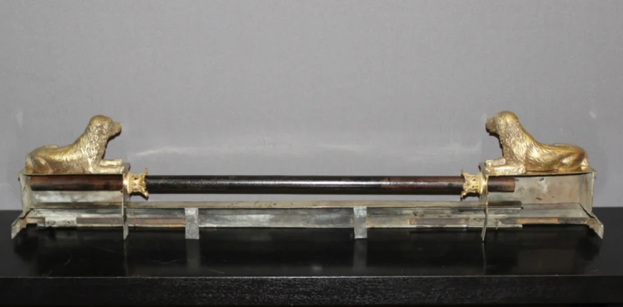 Barre De Foyer En Bronze Modèle Aux Chiens XIX