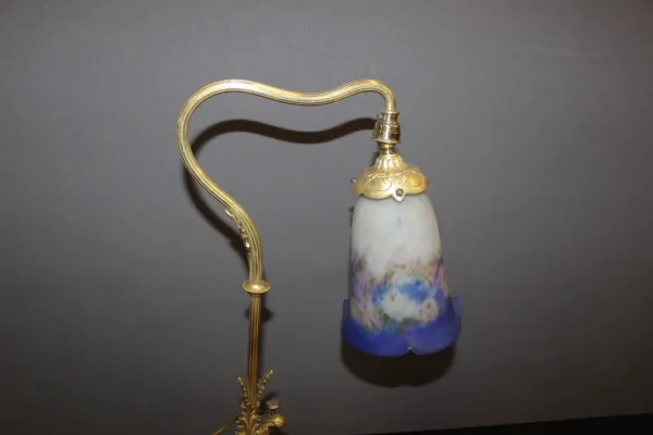 Lampe De Bureau En Bronze Et Pâte De Verre Muller Vers 1900