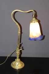 Lampe De Bureau En Bronze Et Pâte De Verre Muller Vers 1900