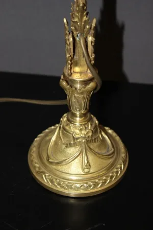Lampe De Bureau En Bronze Et Pâte De Verre Muller Vers 1900