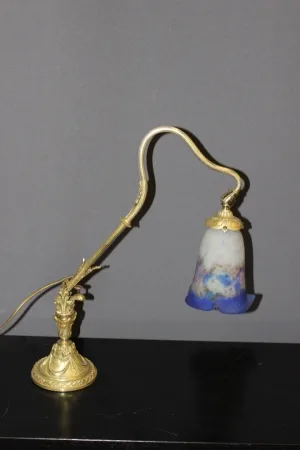 Lampe De Bureau En Bronze Et Pâte De Verre Muller Vers 1900