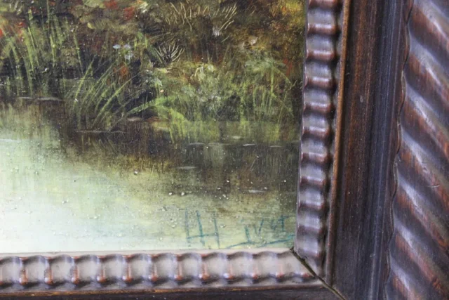 Huile Sur Carton , Les Vaches à La Rivière Vers 1900