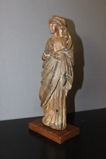 Sculpture De Sainte Catherine d'Alexandrie En Chêne XVIII