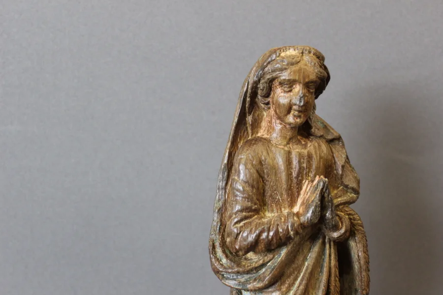 Sculpture De Sainte Catherine d'Alexandrie En Chêne XVIII