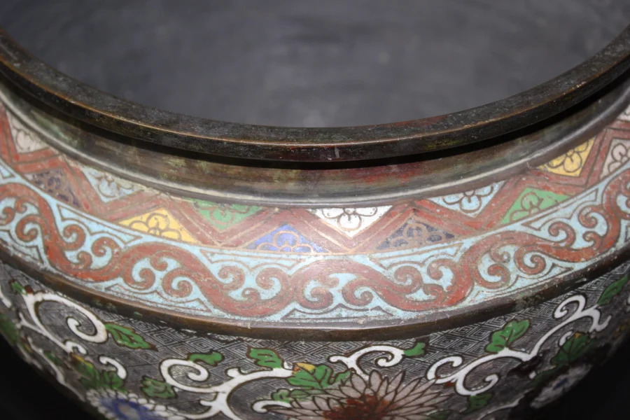Cache-pot En Bronze Cloisonné Japon XIX