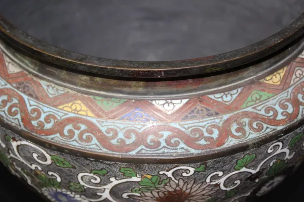 Cache-pot En Bronze Cloisonné Japon XIX