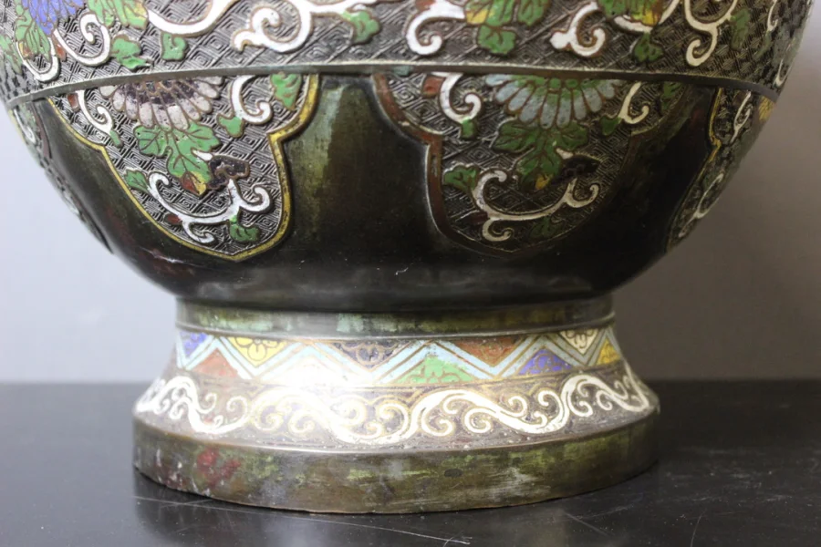 Cache-pot En Bronze Cloisonné Japon XIX