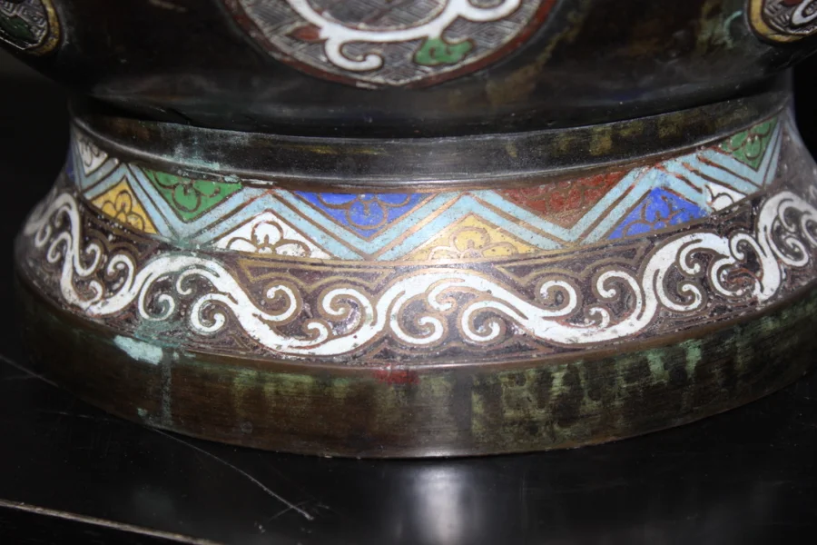 Cache-pot En Bronze Cloisonné Japon XIX