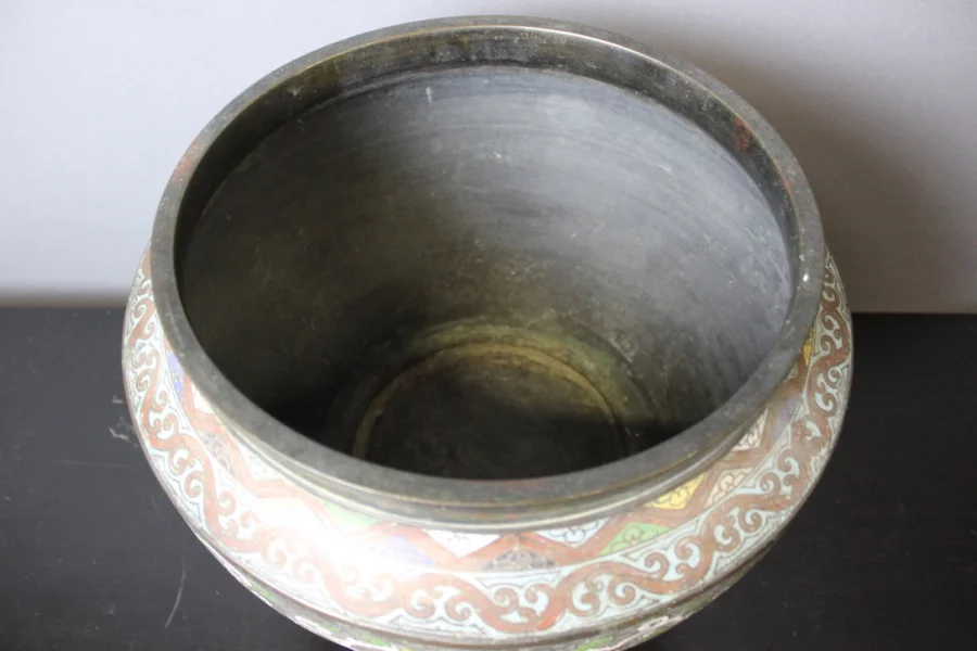 Cache-pot En Bronze Cloisonné Japon XIX