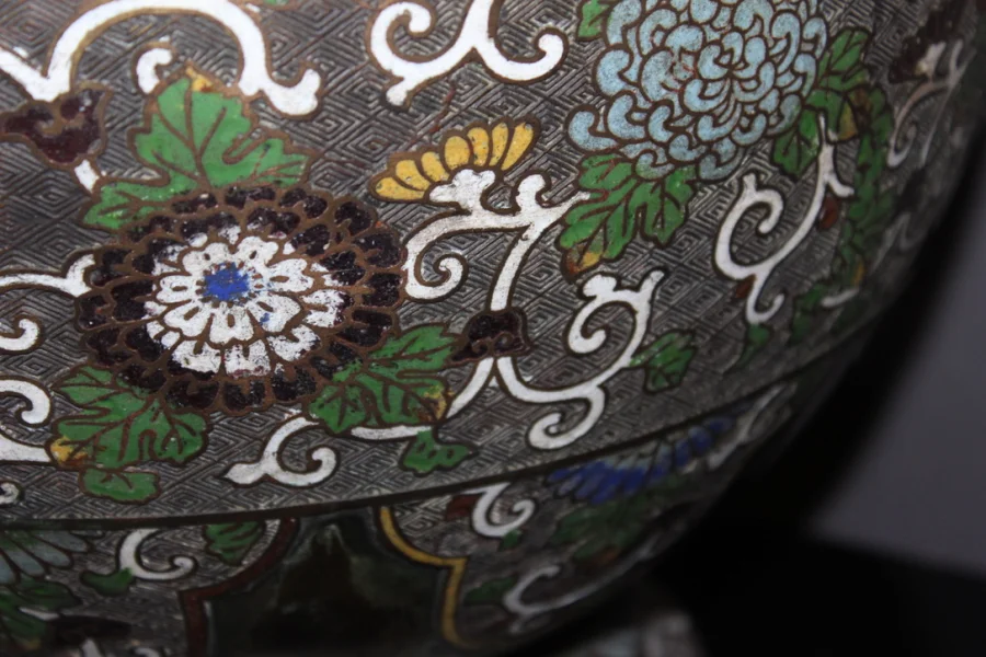 Cache-pot En Bronze Cloisonné Japon XIX
