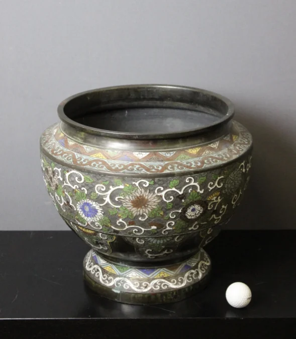 Cache-pot En Bronze Cloisonné Japon XIX