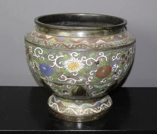 Cache-pot En Bronze Cloisonné Japon XIX