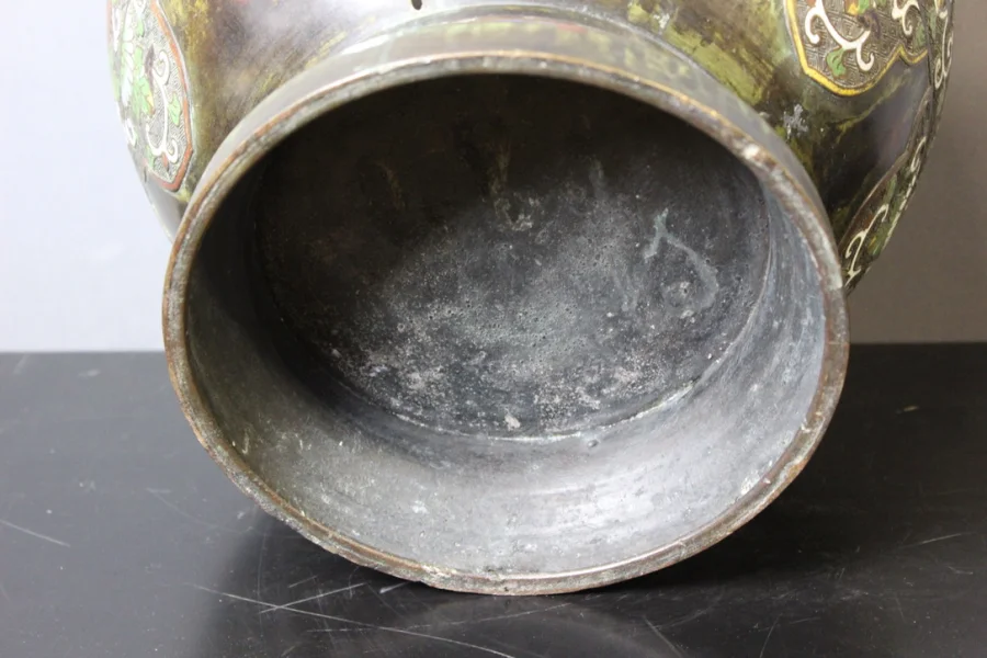 Cache-pot En Bronze Cloisonné Japon XIX