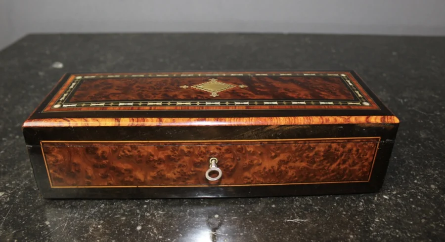 Coffret à Bijoux d'époque Napoléon III En Marqueterie Fin XIX