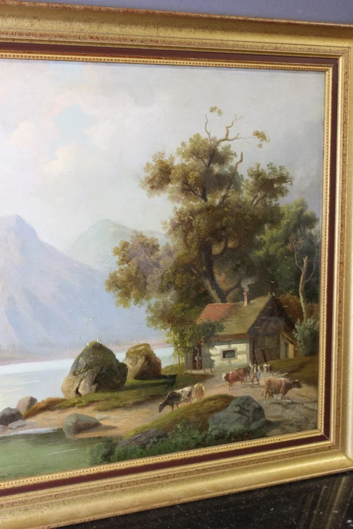 OIL ON CANVAS OF A  MOUNTAIN LANDSCAPE