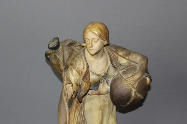 Sculpture En Terre Cuite Polychrome Par Sydan éditée Par Goldscheider