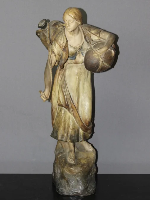 Sculpture En Terre Cuite Polychrome Par Sydan éditée Par Goldscheider