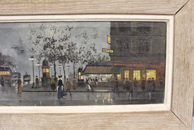 Huile Sur Toile Vue De Paris Animée Le Soir Vers 1900