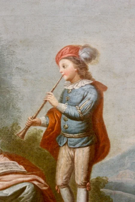 Trumeau De Style Louis XVI Scène De Musiciens Vers 1880