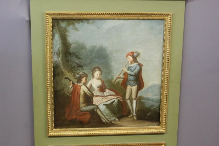 Trumeau De Style Louis XVI Scène De Musiciens Vers 1880