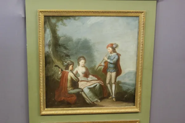 Trumeau De Style Louis XVI Scène De Musiciens Vers 1880