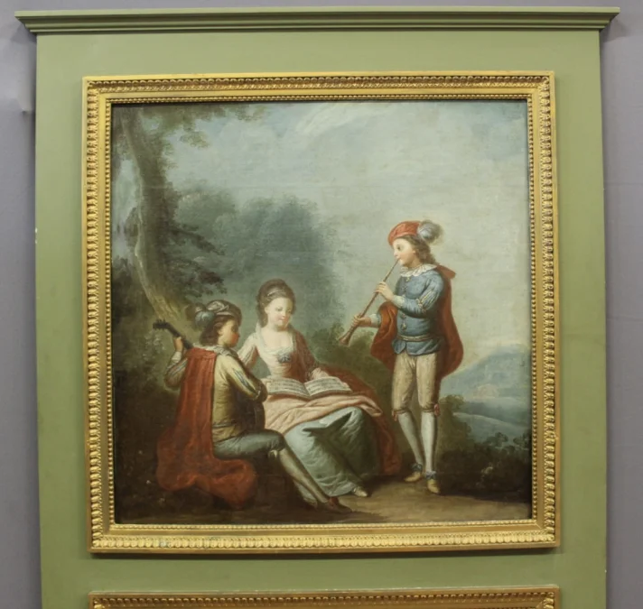 Trumeau De Style Louis XVI Scène De Musiciens Vers 1880