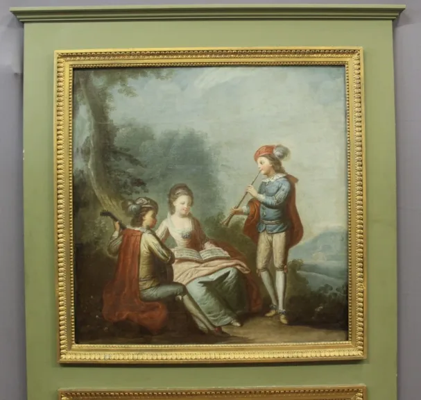 Trumeau De Style Louis XVI Scène De Musiciens Vers 1880