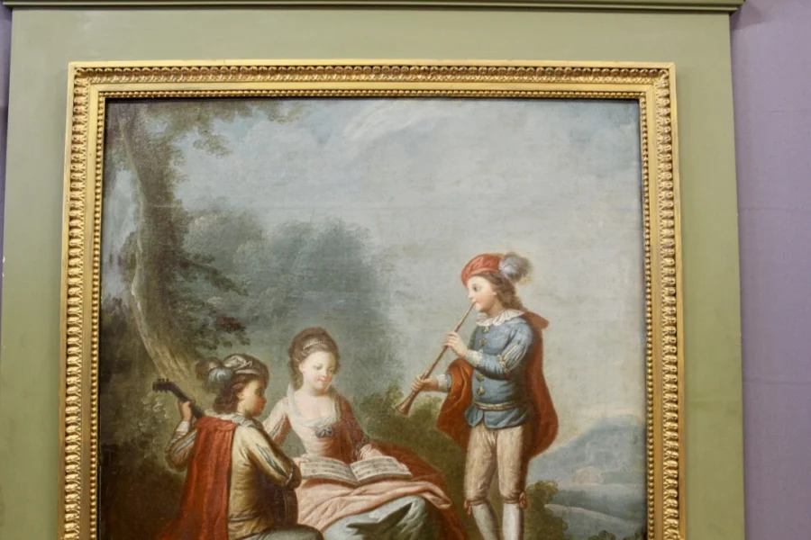 Trumeau De Style Louis XVI Scène De Musiciens Vers 1880