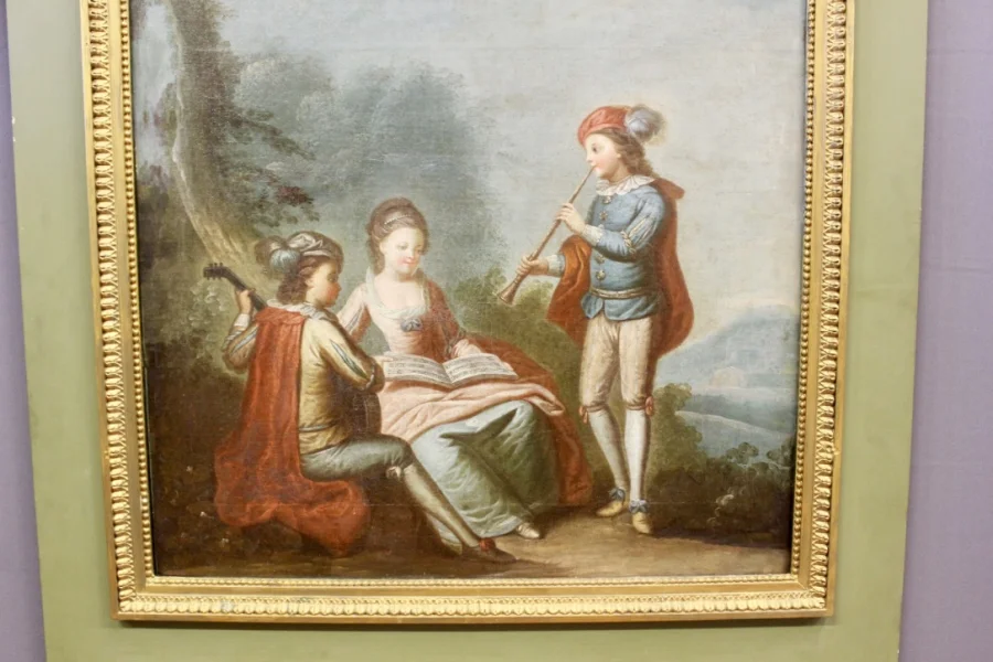 Trumeau De Style Louis XVI Scène De Musiciens Vers 1880