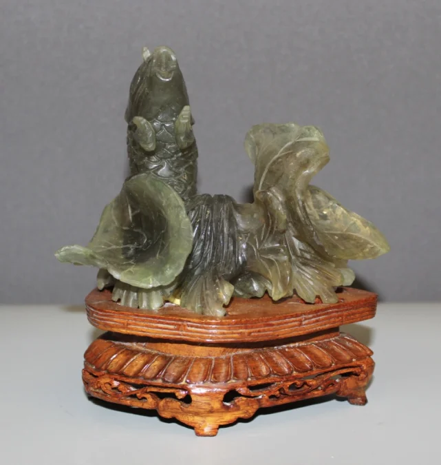 Carpe Koï En Pierre Verte Sculptée Origine Chine XX