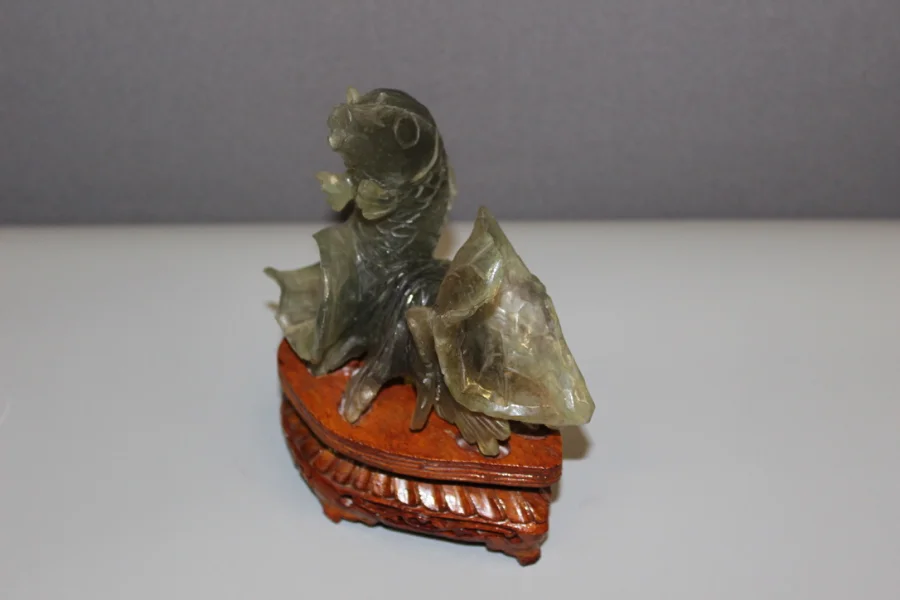 Carpe Koï En Pierre Verte Sculptée Origine Chine XX