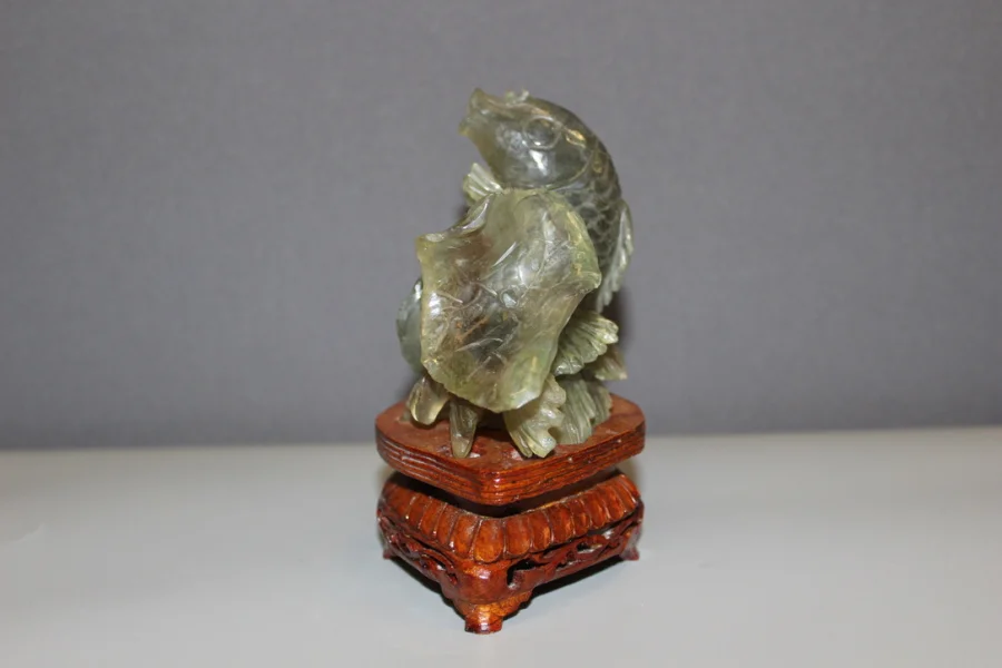 Carpe Koï En Pierre Verte Sculptée Origine Chine XX