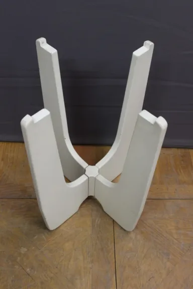 Guéridon En Bois Laqué Blanc Et Marbre Vers 1970