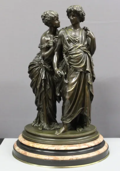 Bronze Orphée Et Eurydice d'Après Hippolyte Moreau Fin XIX