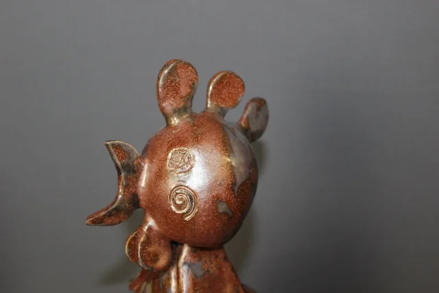 Coq En Céramique Marron Vers 1950