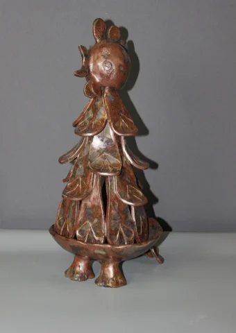 Coq En Céramique Marron Vers 1950