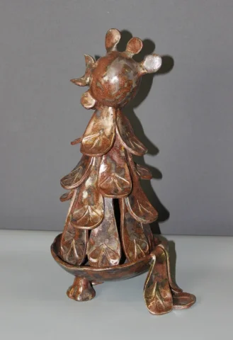 Coq En Céramique Marron Vers 1950