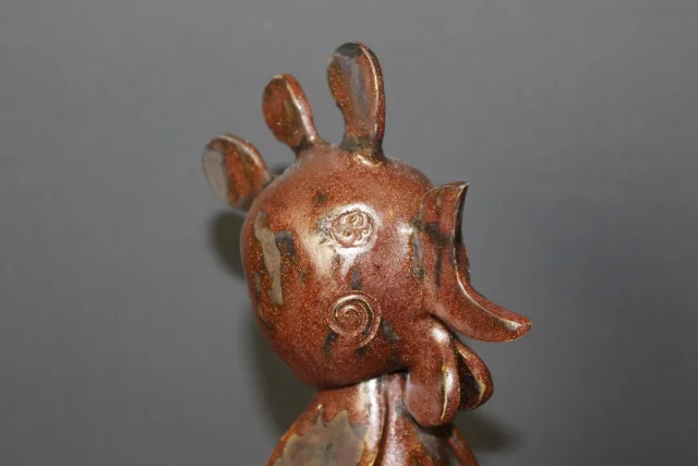 Coq En Céramique Marron Vers 1950