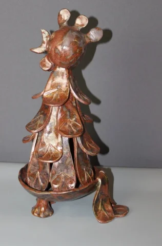 Coq En Céramique Marron Vers 1950