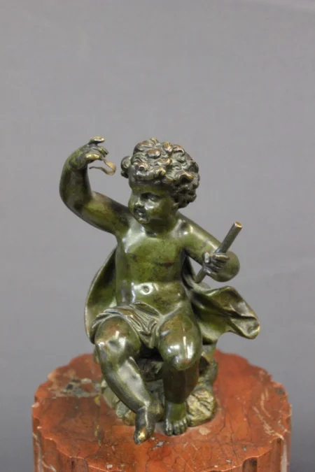 Pendule Borne Surmonté d'Un Putti Vers 1880