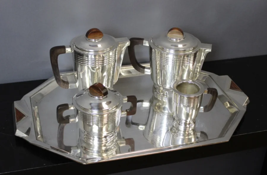 Service à Café Et Thé En Métal Argenté Vers 1930