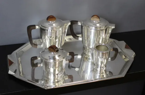 Service à Café Et Thé En Métal Argenté Vers 1930