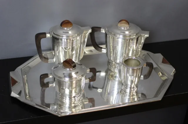 Service à Café Et Thé En Métal Argenté Vers 1930