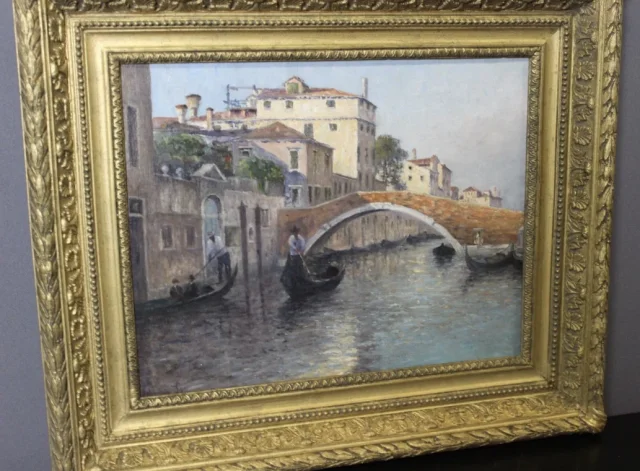 Gondoliers à Venise Par  Johannes Son , Huile Sur Toile